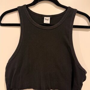 Aritzia TNA Black Ribbed Crop Top